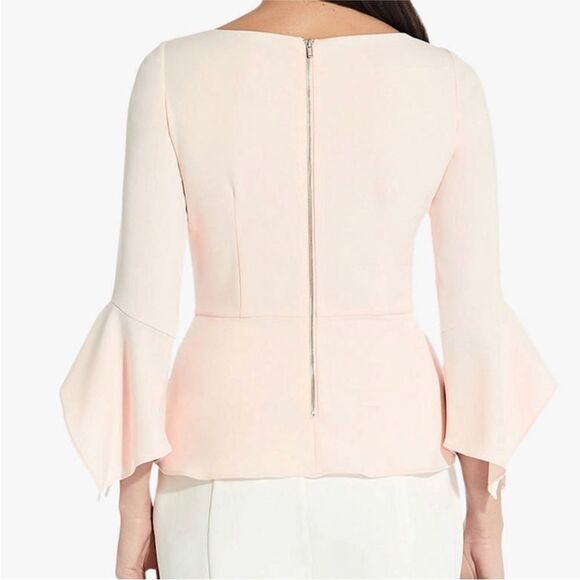 Adrianna Papell NWT Crepe Peplum Top in Satin Blush Size 8 - Picture 3 of 5